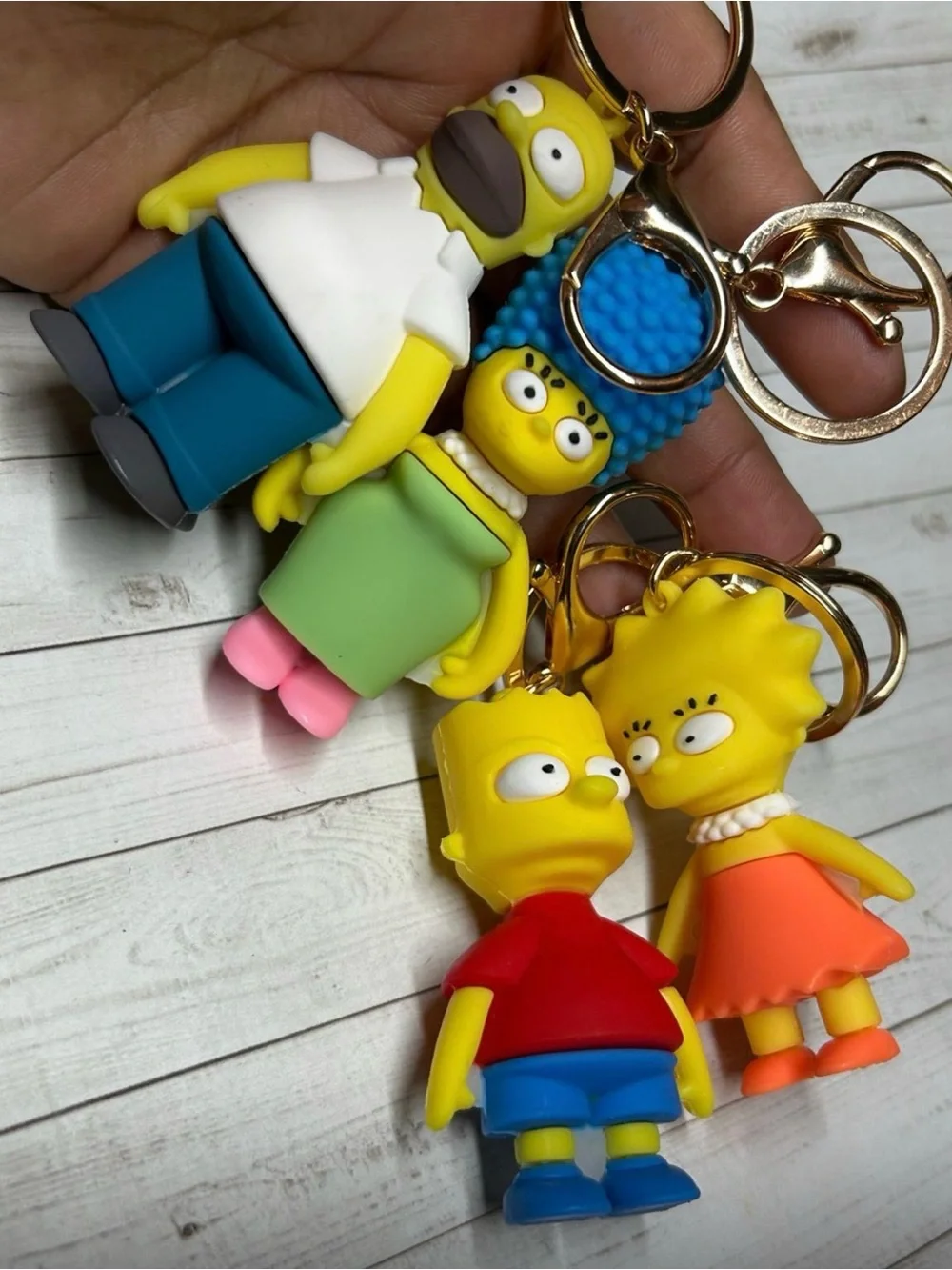 Yellow Simpsons Family Keychain Set - Cartoon Character Keyrings